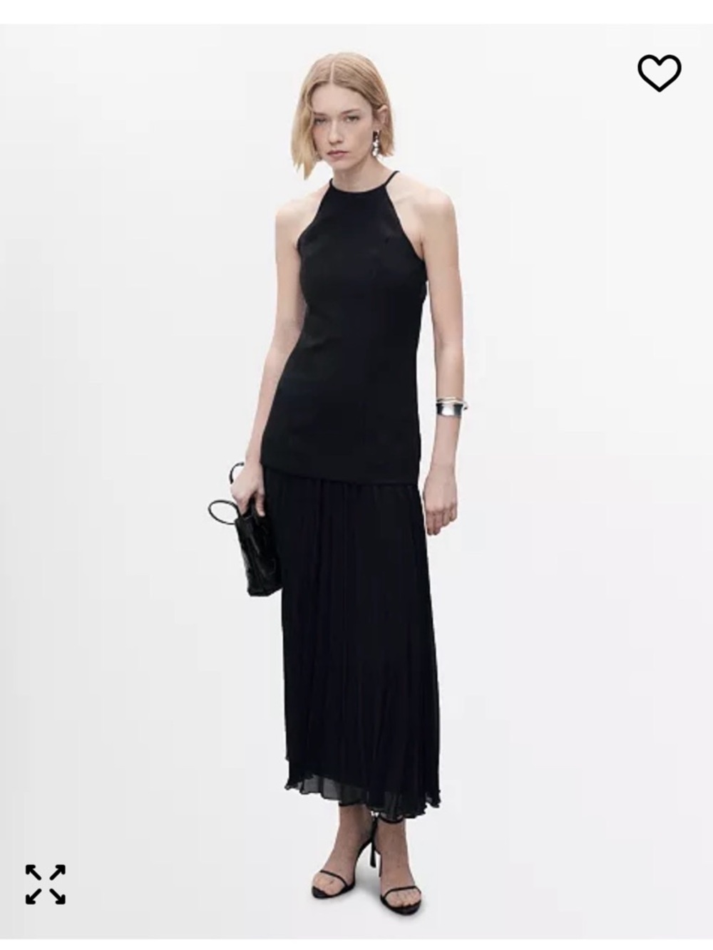 MANGO Women's Maxi Fabric A-Line Dress with pleated skirt